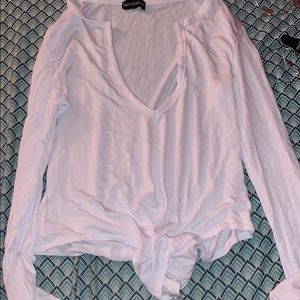 White V neck body suit